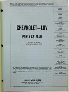 1972-1973 Chevrolet LUV Parts Catalog Book Pickup Truck Series 1 and 2