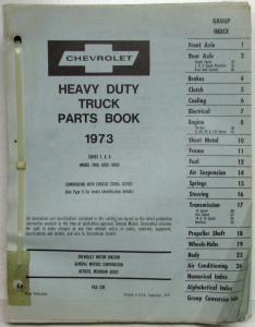 1973 Chevrolet Heavy Duty Truck Parts Book Series 7 8 9 Model 7000 8000 9000