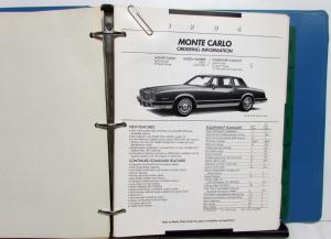 1984 Chevrolet Monte Celebrity Camaro Chevette Corvette S C/K Pickup Order Guide