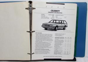 1984 Chevrolet Monte Celebrity Camaro Chevette Corvette S C/K Pickup Order Guide