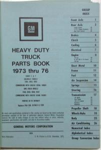 1973-1976 GMC Chevy Series 7000 thru 9500 Heavy Duty Trucks Parts Book Catalog