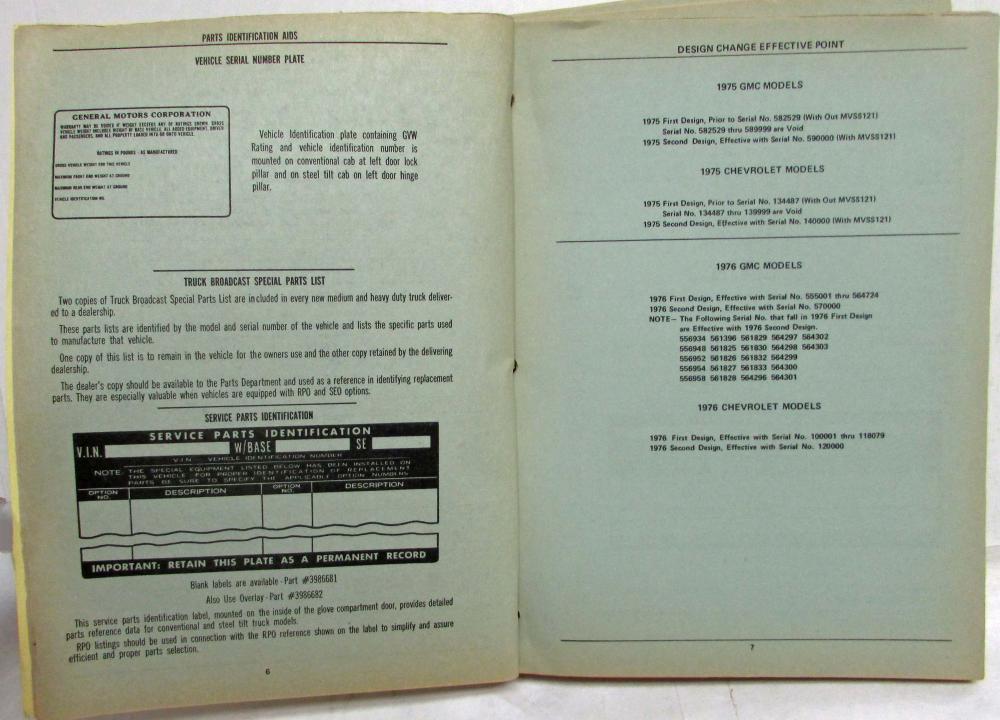 19731977 GMC Chevy Medium Duty Series 5000 6000 6500 Trucks Parts Book