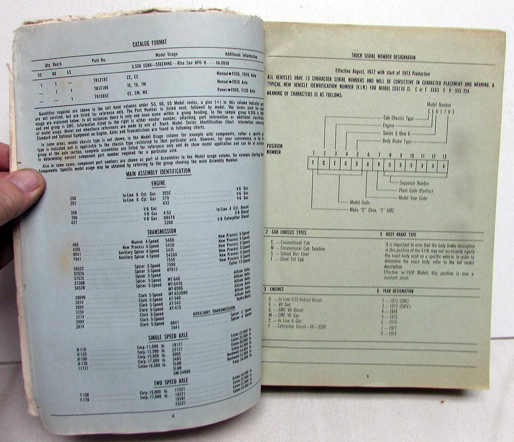 19731978 GMC Chevy Medium Duty Series 5000 6000 6500 Trucks Parts Book