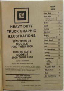 1973-1979 GMC Chevy Heavy Duty Truck Parts Illustration Book 7000 8000 9500