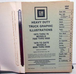 1973-1980 GMC Chevy Heavy Duty Truck Parts Illustration Book 7000 8000 9500