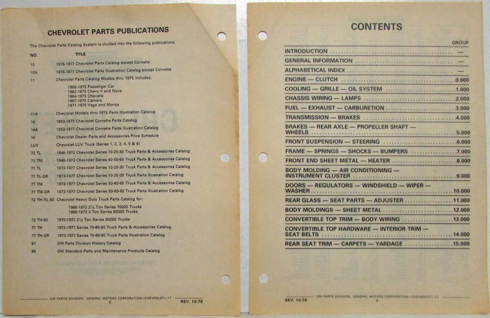 19621975 Chevrolet Camaro Chevelle Chevy Nova Chassis/Body Parts Book