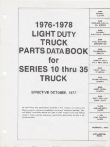 1976-1978 GMC Chevy Truck 10-35 Illustration Parts & Parts Data Book - Canadian