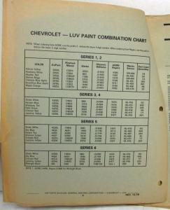 1972-1977 Chevrolet LUV Truck Parts Book Series 1 thru 6