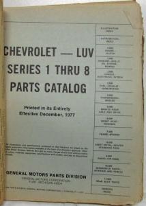 1972-1978 Chevrolet LUV Truck Chassis and Body Parts Book Series 1 thru 8