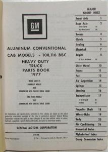 1977 GMC Chevy Aluminum Conventional Model Heavy Duty Trucks Parts Book Catalog