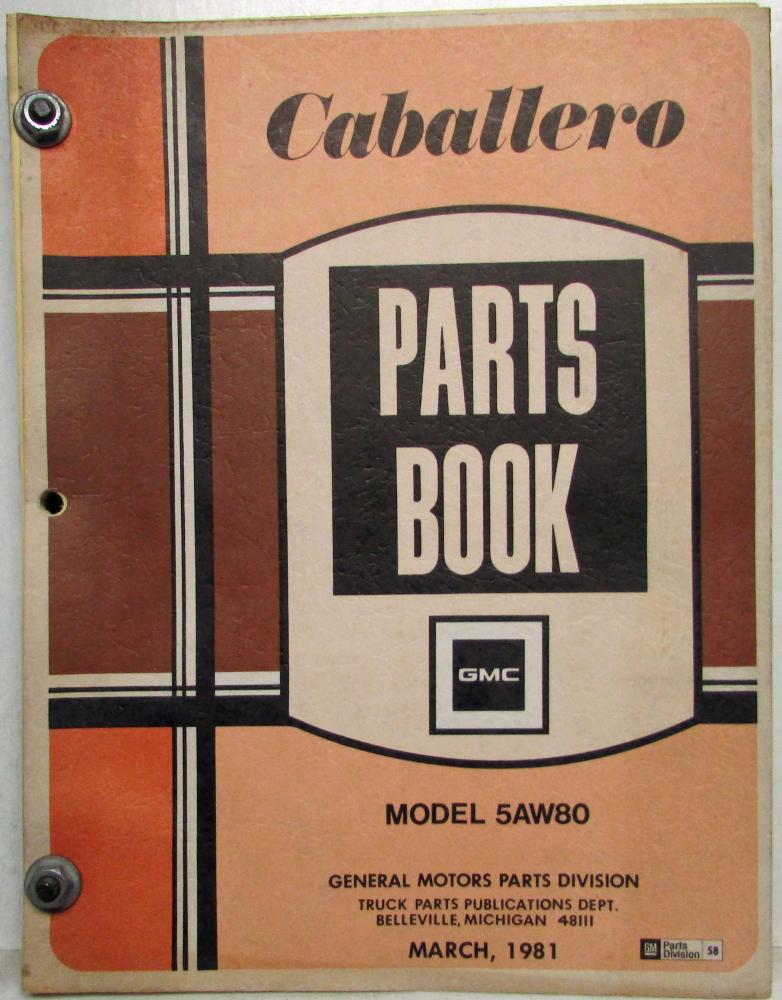 1978-1981 GMC Caballero Truck Dealer Parts Book Catalog 5AW80