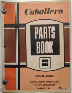 1978-1981 GMC Caballero Truck Dealer Parts Book Catalog 5AW80