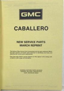 1978-1981 GMC Caballero Truck Dealer Parts Book Catalog 5AW80