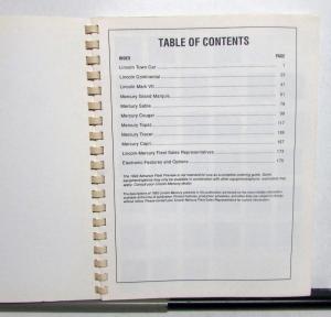 1992 Lincoln-Mercury Cougar Marquis Continental MarkVII Advanced Fleet Fact Book