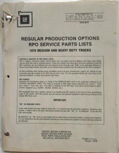 1978 GMC Chevrolet Medium and Heavy Duty Regular Production Options Parts Book