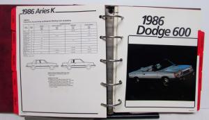 1986 Dodge Daytona Charger Aries K 600 Diplomat Conquest Colt Color Trim Album