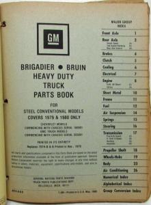 1979-1980 GMC Brigadier Chevrolet Bruin Truck Parts Book Series J8C J9C