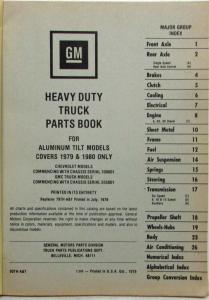 1979-1980 GMC Chevrolet Series D9K D9L HD Aluminum Tilt Models Truck Parts Book