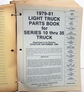 1979-1981 Chevrolet GMC Light Duty Truck 10 thru 35 Parts Book Catalog