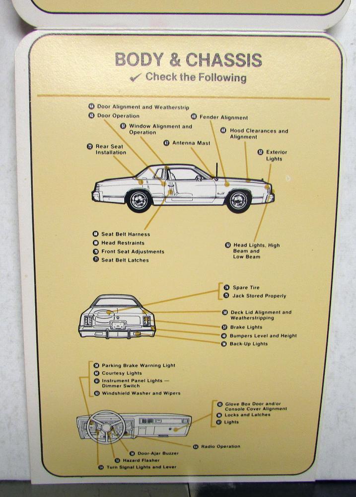 1975 Chrysler Plymouth Dodge Dealer New Vehicle Prep Graphic Checklist ...