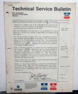 1976 1977 Chrysler Technical Service Bulletin Set Lean Burn Ignition System