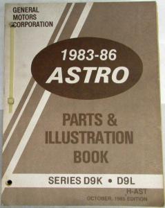 1983-1986 GMC Astro Parts and Illustration Book Heavy Duty Series D9K D9L