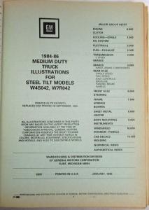 1984-1986 GMC Chevrolet Medium Steel Tilt Truck Parts/Illustration Book Catalog
