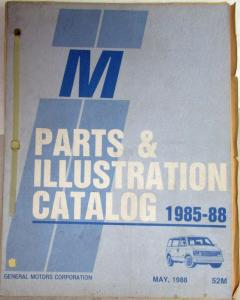 1985-1988 GMC Chevrolet M Panel Van/Passenger Van Parts and Illustration Book
