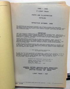 1985-1989 GMC Chevrolet P Van Parts and Illustration Book Step Van Motor Home