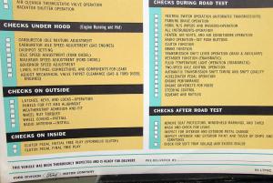 1964 Ford Truck Dealer Pre-Delivery Service Check Sheet Econoline Pickup 100-800
