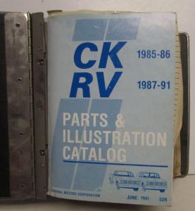 1985-1986 GMC Chevrolet CK 1987-1991 RV Light Truck Parts Book Text & Illustrat