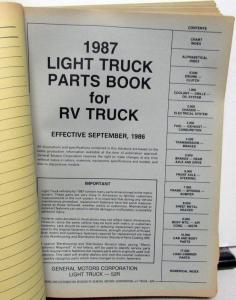 1987 GMC Chevrolet RV Light Pickup Truck Parts and Illustration Book Blazer Sub