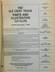 1987 Chevrolet USPS LLV Long Life Vehicle Chassis Parts and Illustration Book