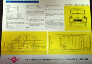 Original 1959 DAF Dealer Sales Brochure Folder Dutch Import Rare