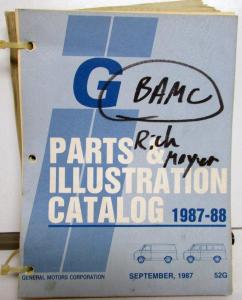 1987-1988 GMC Chevrolet G Van Parts and Illustration Book Vandura Chevy Van