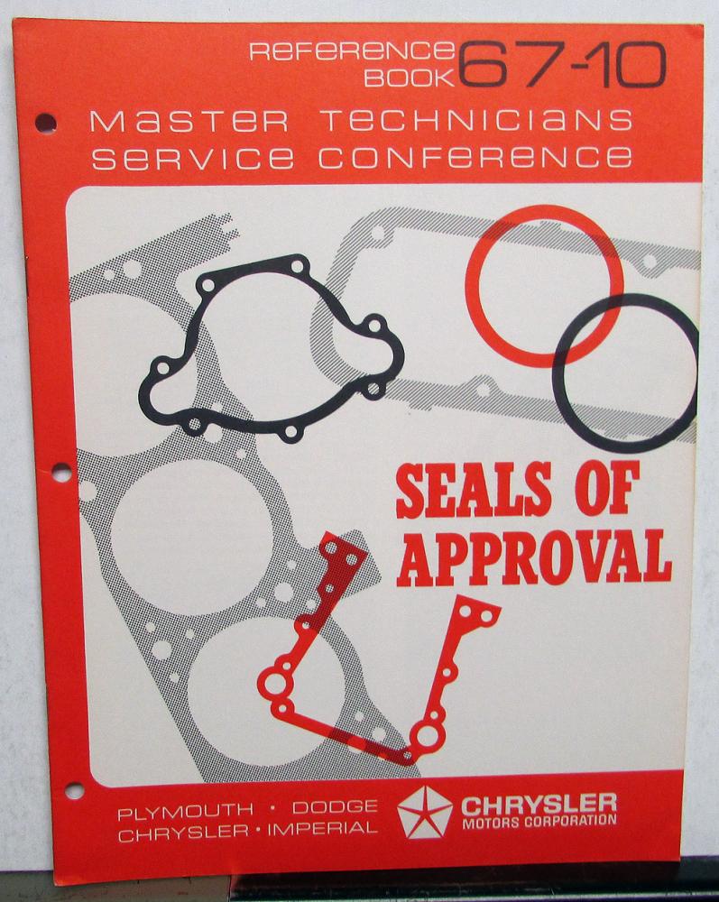 1967 Chrysler Plymouth Dodge Master Tech Service Reference Book Gaskets 67-10