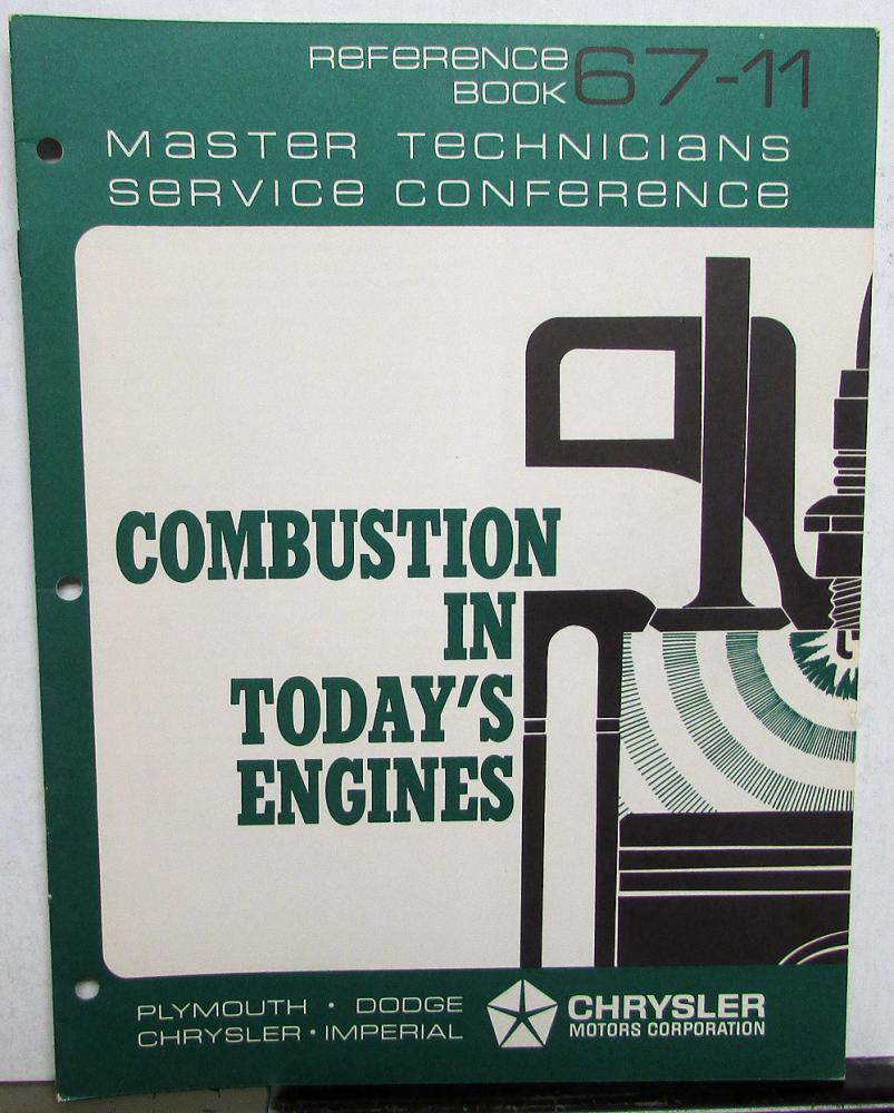 1967 Chrysler Plymouth Dodge Master Tech Service Reference Book Combustion 67-11