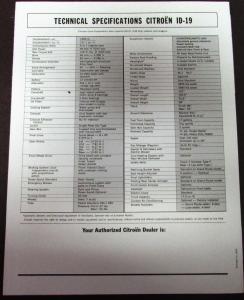 Original 1969 Citroen Dealer Sales Brochure Folder ID-19 Rare