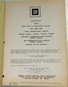 1988-1990 GMC Chevy SC-II Truck Parts/Illus Book Steel Conventional Med Duty