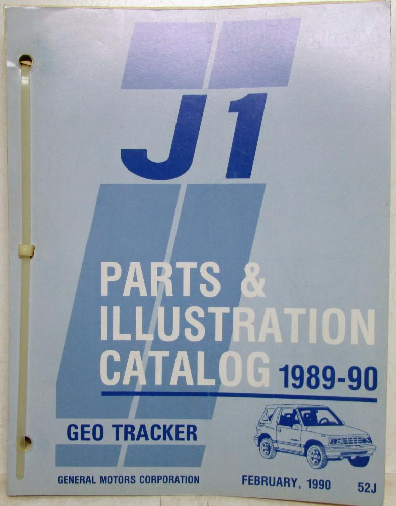 1989-1990 Geo Tracker J1 Parts and Illustration Book Catalog