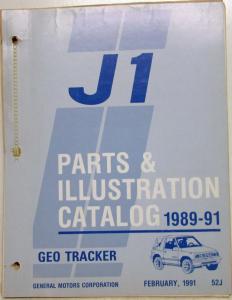 1989-1991 Geo Tracker J1 Parts and Illustration Book Catalog