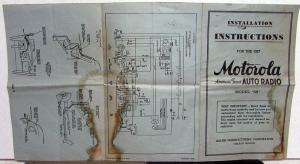 1937 Motorola Auto Radio Model 65 Installation Instruction Ford Chrysler Lincoln