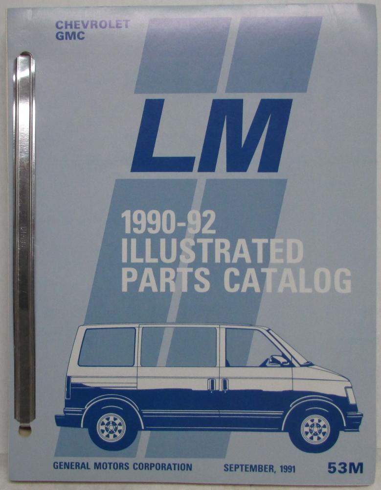 1990-1992 GMC Safari Chevrolet Astro LM Small Van Parts/Illustration Book