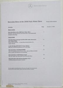 2008 Mercedes-Benz Paris Motor Show Media Information Press Kit