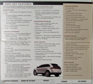 2007 Lincoln MKX Tabbed Presentation Guide