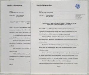 1997 Volkswagen VW Drivers Wanted Media Information Press Kit