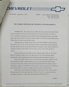 1995 Chevrolet S-Series Pickup Media Information Press Kit