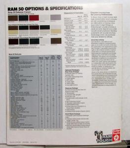 1985 Dodge Pickups Ram Power Ram 50 Diagram Color Options Features Sale Brochure