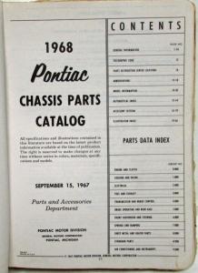 1968 Pontiac Chassis Parts Book Catalog 1955-1968 GTO Firebird Grand Prix