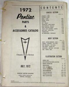 1972 Pontiac Parts and Accessories Book Catalog 1955-1972 GTO Firebird GrandPrix